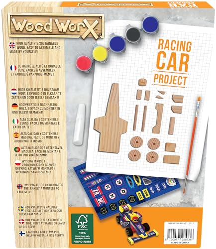 Goliath Wood Worx Racing Car Project - Make, Paint, Stick, Play - Wood Craft Kit Wood Worx