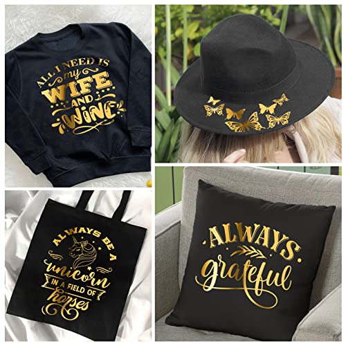 VINYL FROG Gold Metallic Foil Heat Transfer Vinyl Roll 12" x5ft Gold Iron on Vinyl Chrome HTV Vinyl Easy to Cut & Weed DIY Heat Press Design for T-Shirts VINYL FROG