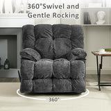 Pationate Oversized Recliner Chair, Overstuffed Swivel Rocker with Extra Wide Seat & Breathable Fabric for Living Room (Manual, Gray)