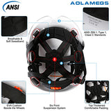 Hard Hats Construction OSHA Approved - ANSI Z89.1 Reflective Construction Worker Hat, Vented White Hard Hat with Visor for Men Women, ABS Safety Helmet for Adults,6-pt.Suspension Aolamegs