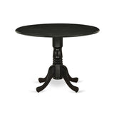 East West Furniture DLT-ABK-TP Dublin Dining Table - a Round Wooden Table Top with Dropleaf & Pedestal Base, 42x42 Inch, Wirebrushed Black East West Furniture