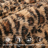 Melo10PM Cheetah Print Fluffy Faux Fur Comforter Set Full Size, 3 Pieces Brown Leopard Plush Shaggy Fuzzy Bedding Set, Ultra Soft Luxury Furry Boho Animal Print Winter Warm Comforter for Women Gilrs Melo10PM