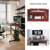 EUREKA ERGONOMIC Height Adjustable Standing Desk, Mobile Desk with Detachable Hutch 41", Teak EUREKA ERGONOMIC