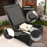 Rattaner 3 Pieces Patio Furniture Set Outdoor Sectional Wicker Patio Furniture Patio Couch with Ottoman and Outdoor Storage Table All-Weather Anti-Slip Cushions Waterproof Covers, Light Grey Rattaner