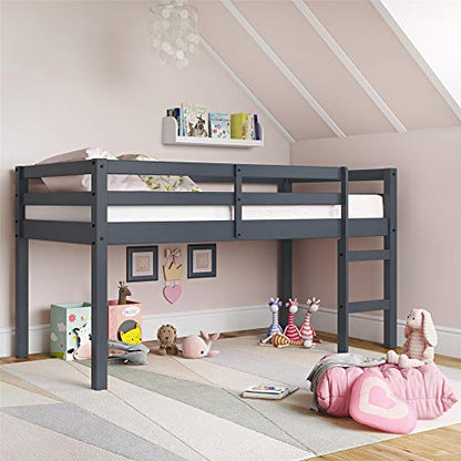 DHP Milton Junior Twin Loft Bed - Space-Saving Grey Design for Kids - WoodArtSupply