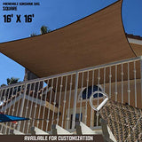 TANG Sunshades Depot Brown 16' x 16' Sun Shade Sail Square Canopy Shade Cover UV Block for Backyard Pergola Porch Deck Garden Patio Outdoor Activities TANG