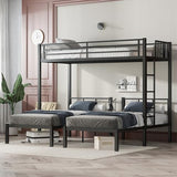 Bellemave Metal Twin Over Twin Over Twin Bunk Beds for 3 Kids, Heavy Duty Triple Bunk Bed Frame with Built-in Desk,3 Bed Bunk Beds,Twin Size Triple Bed,Detachable,Black Bellemave