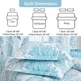 Tritard 3 Piece Coastal Quilt Sets Full/Queen Size - Reversible Microfiber Quilts with 2 Shams Soft Lightweight Beach Bedding Nautical Bedspread Coverlet Summer Comforter for All Season, 90''x96'', C1 Tritard