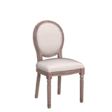 Kiztir French Country Dining Chairs Set of 4, Farmhouse Dining Chairs with Round Backrest, Mid Century Upholstered Dining Chairs with Solid Wood Leg for Dining Room Bedroom Kitchen Restaurant (Beige) Kiztir