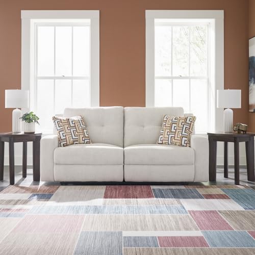 Signature Design by Ashley Danum Modern Tufted Manual Reclining Sofa with 2 Accent Pillows, Beige Signature Design by Ashley