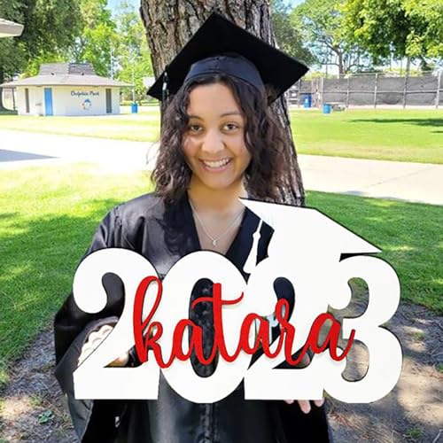 2024 Personalized Name Wood Graduation Cap Sign, Custom Graduation Name Sign, Class of 2024 Grad Photo Shoot Props Party Backdrop Decor for High School or College Graduate Souvenir Gifts - WoodArtSupply