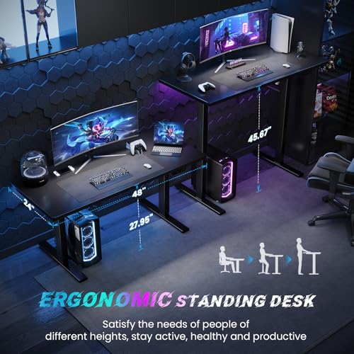 SIAGO Electric Standing Desk Adjustable - 55 x 24 Inch Sit Stand up Desk with Cable Management - 3 Memory Preset Adjustable Height Desk Computer Home Office Desk SIAGO