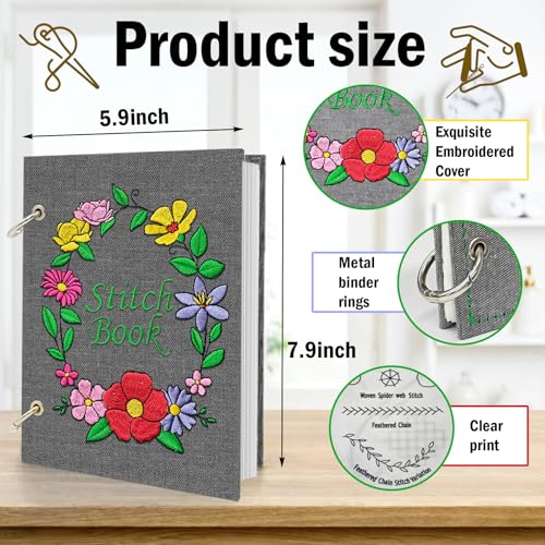 2026 Upgraded Embroidery Stitch Book Kit, 106 Patterns DIY Book Embroidery Kit with Full Tools and Tutorial, Portable All-in-One Hand Beginner Embroidery Book for Adults & DIY Craft Lovers