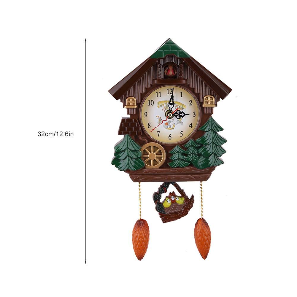 AUNMAS Wall Clock Traditional Chalet Tabletop Wall Sound Cuckoo Clock Tree House Clock for Bedroom Living Room School Office Decoration AUNMAS