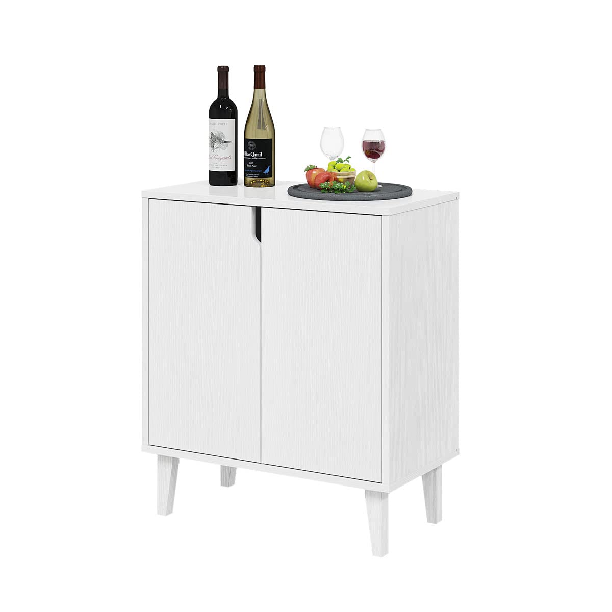 Panana White Coffee Bar Cabinet, Farmhouse Kitchen Sideboard Buffet Storage Cabinet White Accent Sideboard Buffet Cabinet for Kitchen, Dining Room, Living Room, Hallway Panana