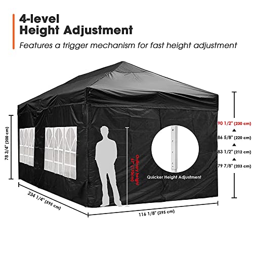 Yescom 10x20' Heavy Duty Enclosed Pop Up Canopy Folding with 4 Sidewalls for Outdoor Event Vendor Farmer Flea Market Tent - WoodArtSupply