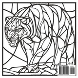 Stained Glass Saber Tooth Tiger: Prehistoric Animal Coloring Book For Kids: A Fun and Unique Ice Age Coloring Adventure with Bold Stained Glass Designs (Stained Glass Animal Series) Majosta
