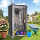 Greesum Outdoor Metal Storage Cabinet, 55'' Lockable Tall Shed, Vertical Tool Organizer Without Shelves for Garage, Patio, Backyard, Home & Lawn, Black Greesum