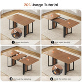 Itaar 5-Piece Dining Table Set for 4-6 People, 63" Extendable Kitchen Table and 4 Cushion Chairs, Dining Room Table with MDF Board & Metal Frame for Small Space, Easy Clean, Brown Itaar
