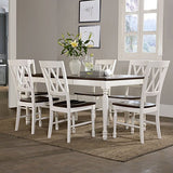 Crosley Furniture Shelby Dining Set with Table and Extension Leaf, 7-Piece (6 Chairs), Distressed White Crosley Furniture