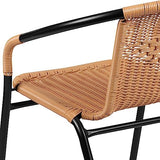 Flash Furniture Lila 2 Pack Beige Rattan Indoor-Outdoor Restaurant Stack Chair Flash Furniture