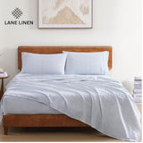 LANE LINEN 100% Organic Cotton Twin Sheets Set - 3 PC Bedding Sheets & Pillowcases - Breathable & Cooling Bed Sheets - Deep Pocket up to 15", Sheets for Twin Size Bed: Polka Dot (Blue) LANE LINEN