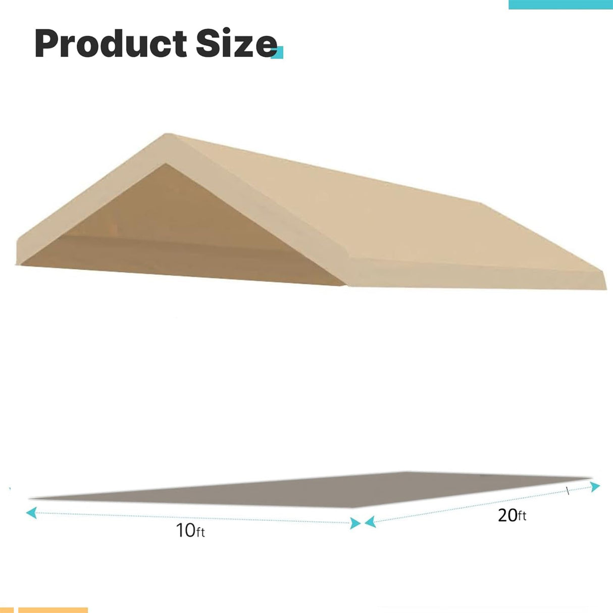 FORALEBEN Carport Replacement Canopy Cover for 10' x 20' Car Tent Top Garage Shelter Cover Tarp with Ball Bungees (Only Top Cover, Frame Not Include) Ginger FORALEBEN