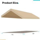 FORALEBEN Carport Replacement Canopy Cover for 10' x 20' Car Tent Top Garage Shelter Cover Tarp with Ball Bungees (Only Top Cover, Frame Not Include) Ginger FORALEBEN