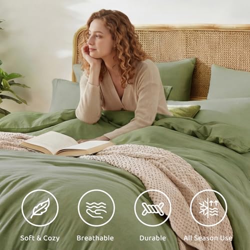 WRENSONGE King Size Comforter Set- 7 Pieces Soft Sage Green Bed in a Bag King with Fitted Sheet, Flat Sheet, 2 Pillow Shams, and 2 Pillowcases- Warm Bed Set for All Season WRENSONGE