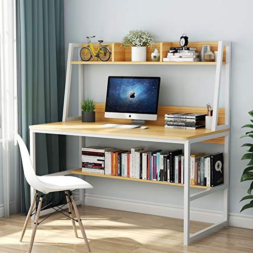 Tribesigns 47-Inch Space-Saving Computer Desk with Hutch and Open Bookshelf for Home Offices - WoodArtSupply