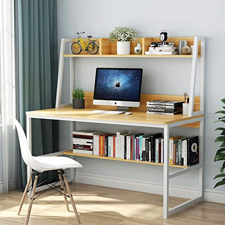 Tribesigns 47-Inch Space-Saving Computer Desk with Hutch and Open Bookshelf for Home Offices Tribesigns