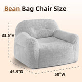 Spacocld Giant Bean Bag Chair for Adults - Large Bean Bag Couch with Armrests, Bean Bag Sofa Stuffed High-Density Foam, Plush Lazy Sofa Comfy Chair, BeanBag Couch for Bedroom, Living Room (Light Grey) Spacocld