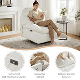 VANOMi Power Recliner Chair with USB & Type-C Charging, 270° Swivel Glider Rocker, Electric Nursery Recliner for Living Room, Bedroom, and Office, White