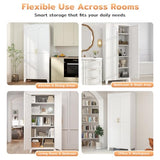 Zevemomo 71'' Tall Metal Pantry Cabinet with 2 Doors, Freestanding Kitchen Storage Cabinet with 4 Adjustable Shelves, Steel Cupboard for Kitchen, Pantry, Dining Room, Living Room, Bathroom, White Zevemomo