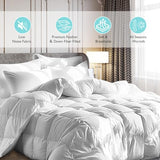 Martha Stewart White Goose Feather Down Fiber Comforter King Size- All Season Duvet Insert, Noiseless Fabric with 60oz Filled Luxury Cloud Fluffy Bed Comforter with 8 Corner Loops, White 106x90inch Martha Stewart
