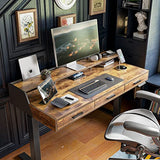 FEZIBO Electric Standing Desk with Drawers, 55x26 Inch Standing Desk Adjustable Height, Stand Up Desk with Monitor Shelf, Sit Stand Home Office Desk, Rustic Brown FEZIBO