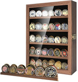 ASmileIndeep Military Challenge Coin Display Case Holder Shadow Box Solid Wood for Wall Mounted with HD Glass Door Military Coin Rack with Removable ASmileIndeep