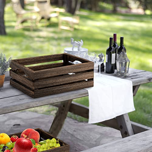 ZOOFOX Set of 3 Nesting Wooden Crates, Rustic Wood Basket with Handles, Decorative Farmhouse Wooden Storage Container Boxes for Party, Office, Bedroom, Kitchen and Closet ZOOFOX