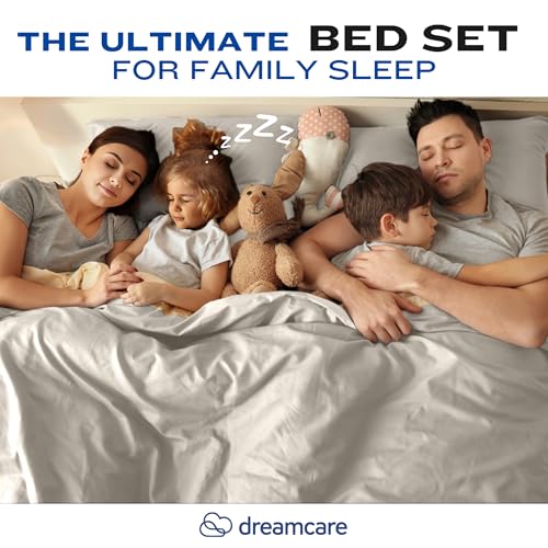 DREAMCARE King Size Sheets Set – 4 pcs Cooling Sheets – up to 21” Deep Pocket King Sheet Set – Hotel Luxury Sheets & Pillowcases – Superior Softness 100% Fine Microfiber with Side Pocket – Ivory DREAMCARE