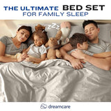 DREAMCARE King Size Sheets Set – 4 pcs Cooling Sheets – up to 21” Deep Pocket King Sheet Set – Hotel Luxury Sheets & Pillowcases – Superior Softness 100% Fine Microfiber with Side Pocket – Ivory DREAMCARE