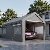 Trygoal 10x20 FT Heavy Duty Carport, Outdoor Storage Shed Tent with Removable Sidewalls & Roll-Up Ventilated Windows, All-Season Portable Garage Shelter with Rubber Ropes & Ground Anchors, Grey Trygoal