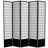 Red Lantern 7 ft. Tall Window Pane Shoji Screen - Black - 5 Panels Red Lantern