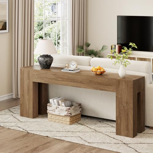Epecoya Extra Long Sofa Console Table for Entryway Living Room, 79-Inch Farmhouse Wood Behind Couch Table, Rectangular Accent Console with Wooden Double Base for Hallway Foyer Entrance, Natural Oak Epecoya