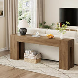 Epecoya Extra Long Sofa Console Table for Entryway Living Room, 79-Inch Farmhouse Wood Behind Couch Table, Rectangular Accent Console with Wooden Double Base for Hallway Foyer Entrance, Natural Oak Epecoya
