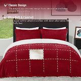 downluxe Ultra-Soft Micromink Sherpa King Size Comforter Set with 2 Pillow Shams - 3-Piece Set - Red - Plush Warm Fall Winter Bedding Comforter Sets downluxe