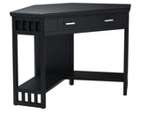 Leick Home 83430 Corner Computer/Writing Desk with Center Keyboard Drawer and Shelf, Black Oak Leick Home