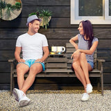 Tangkula Outdoor Fir Wood Bench with Foldable Middle Table, 2-3 Person Garden Bench with Backrest and Armrests, Slatted Seat Bench for Porch, Patio, Backyard, 710lb Weight Capacity (Coffee) Tangkula