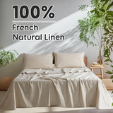 SONORO KATE 100% French Pure Linen Sheets, Breathable and Durable Linen Full Size Sheets, Anti-Tear Linen Bed Sheets, Machine Washable, 16 Inch Deep Pocket - 4 Piece (Natural Linen, Full) SONORO KATE
