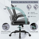 FelixKing Office Chair - Ergonomic Desk Chair with Adjustable Height, 360° Swivel, Flip-up Armrests, Flexible Tilt, Comfy Breathable Cushion and Fabric, Lumbar Support, for Home Conference Room Office