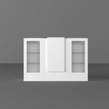 WOODTIME Reception Desk with LED Light & Keyboard Tray, Retail Counter with Cabinet & Glass Adjustable Shelves, Checkout Counter Table for Office Clinic Retail Lobby Salon, White WOODTIME